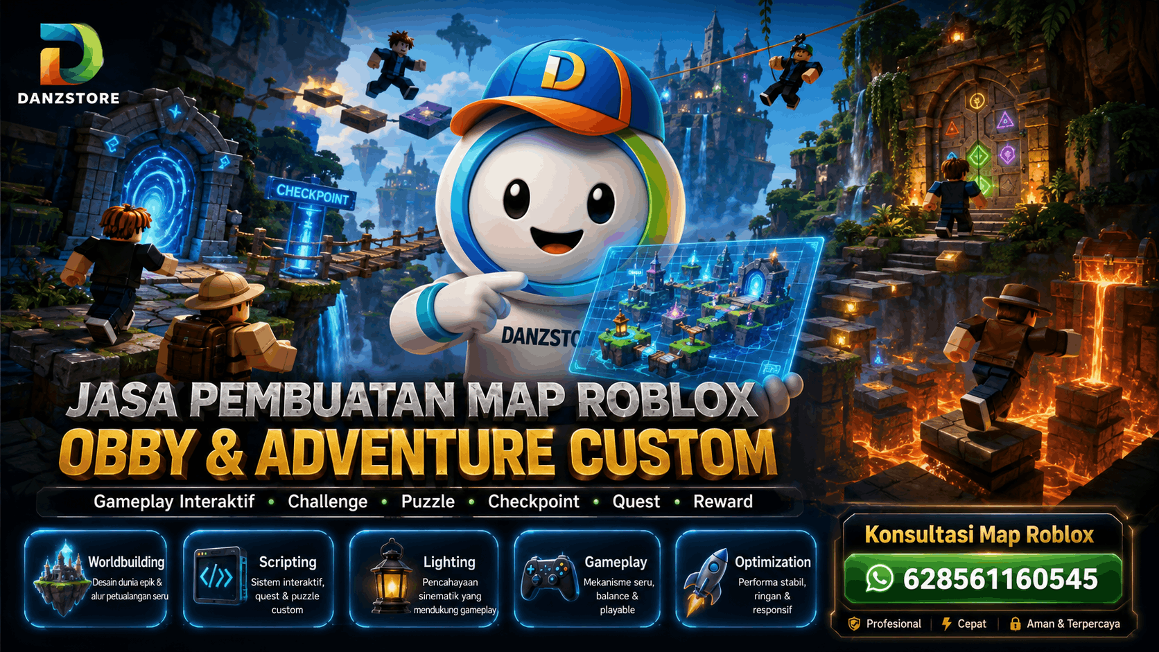 Jasa Pembuatan Map Roblox Obby & Adventure Custom dengan Gameplay Interaktif